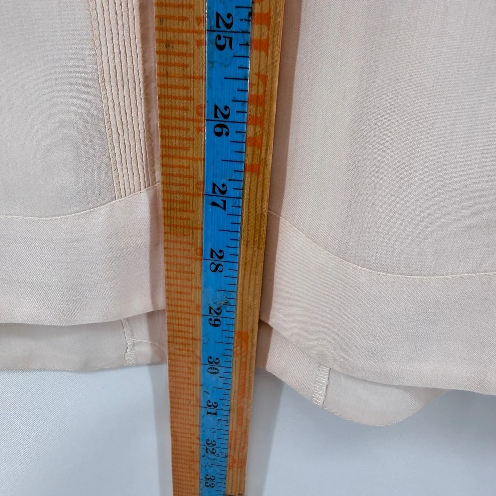 Ravgo Guayabera Shirt Mens Large Pink Poly Cotton Short Sleeve 4 Pocket Coastal
